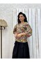 Orange Black Multi Floral Balloon Sleeve Blouse - 3