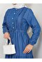 Women's Button Detailed Ruffle Jeans Dress - 6