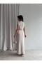 Shoulder Gold Buckle Detail Low Sleeve Bluz Slit Detail Skirt Suit - 2
