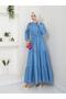 Women's Button Detailed Ruffle Jeans Dress - 2