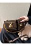 Women's Brown Squirrel Accessory Detailed Design Baguette Bag - 6