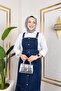 Women's Strap Skirt with Rubbed Denim Salopette - 6