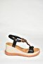 U 258924409   Black Wedge Sole Women's Sandals - 5