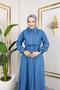 Women's Thin Jeans Dress with Elastic Waist and Pocket Detail - 8