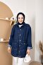 Women's Jeans Jacket with Stone Detail Pocket - 5