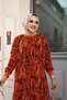 Women's Leaf Patterned Chiffon Dress - 6