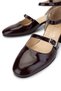 Women's Genuine Leather Claret Red Patent Leather Heeled Shoes - 3