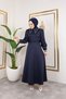 Women's Birded Collar Pearl Scuba Fabric Saw Dress - 5