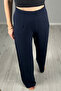 Women's Navy Blue Elastic Waist Lycra Palazzo Trousers - 2