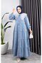 Women's Button Lace Collar Jeans Saw Dress