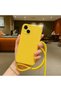 Compatible with iPhone 15 Drawstring Neck Strap Silicone Case Epiphany Case with Velvet-Like Inner Surface Yellow