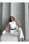 White Vest and Trousers Double Set with Belt - 2