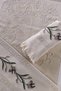 Cross-Stitch Embroidered Jacquard Velvet Set of 2 Hand Face Towels - 50X90 cm - Cappuccino - 6