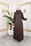 Women's Pocket Hooded Chain Detail Scuba Fabric Cap - 8