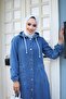Women's Long Pocket Hooded Jeans Cap - 5