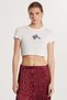 Women's Slim Fit 100% Cotton Crew Neck Printed White Crop T-Shirt Blouse - 4
