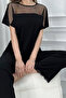 Nies Pajama Set Women's Short Sleeve Tulle Detailed Black