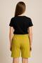 Girl's Lovely Written Elastic Waist Combed Cotton Summer Capri - Mustard Yellow - 2