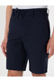 Navy Blue Slim Fit Linen Blend Waist Lace-Up Woven Shorts 50308147-Vr033 - 5