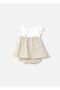Baby Girl Striped Cloth Cover and Dress Beige 1845 - 3
