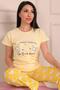 Sweet Things Slogan Crew Neck Short Sleeve Pajama Set YELLOW - 2