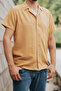 Men's Mustard Color Short Sleeve Apaj Collar Ayrobin Shirt - 2