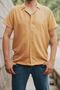 Men's Mustard Color Short Sleeve Apaj Collar Ayrobin Shirt - 3