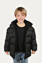 Boys' Black Fleece-Lined Hooded Waterproof Wind-Resistant Puffer Winter Coat & Jacket