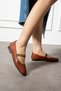 Women's Daily Ballerina Shoes |   Black - Tan - Nude |   Comfortable Orthopedic Elastic Matte Leather Ballerina Model - 3