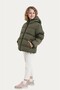 Girl's Khaki Fleece Inside Hooded Waterproof Wind Resistant Pocket Puffer Winter Jacket - 3