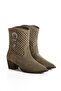8013 Women's Genuine Leather Side Buckle Summer Boots Khaki Green - 4