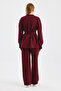 Burgundy Belted Basic Sweat Pants Suit - 6