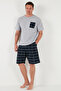 Checkered Regular Fit Cotton Crew Neck Short Sleeve Shorts Pajama Set Men's Pajama Set - 6