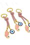 Pink Seahorse Stone Eye Metal Keychain, Metal Evil Eye Beaded Keychain - 6