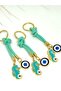 Turquoise Seahorse Stone Eye Metal Keychain, Metal Evil Eye Beaded Keychain - 7