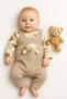Baby Boy Teddy Bear 2-Piece Salopet Set Long Sleeve Snap Fastener Newborn Outfit 2 Pieces Cotton - 2