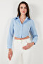 Cotton Blend Slim Fit Long Sleeve Crop Shirt Shirt 6777336 - 6
