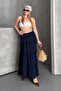 Basic Lined Pleated Women's Long Skirt Black - 4