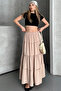 Basic Lined Pleated Women's Long Skirt Black - 4