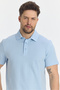 Luceroo Men's Blue 100% Cotton Non-Shrink Fabric Slim Fit Slim Fit Polo Neck T-Shirt - 3