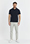 Men's Navy Blue 100% Cotton Non-Shrink Fabric Slim Fit Slim Fit Lapel T-Shirt - 6