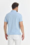 Luceroo Men's Blue 100% Cotton Non-Shrink Fabric Slim Fit Slim Fit Polo Neck T-Shirt - 5