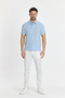 Luceroo Men's Blue 100% Cotton Non-Shrink Fabric Slim Fit Slim Fit Polo Neck T-Shirt - 6