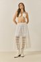 Women's White Floral Lace Short Lined Flounced Regular Waist Long Skirt 6631 60283260 - 2