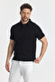 Wolfe Men's Black Lycra Cotton Blend Non-Shrink Fabric Non-Curling Collar Polo Neck T-Shirt - 2