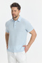 Jaguar Men's Iceblue Cotton Blended Non-Shrinkable Lycra Fabric Slit Detail Slimfit Polocollar T-Shirt - 3