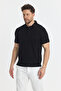 Wolfe Men's Black Lycra Cotton Blend Non-Shrink Fabric Non-Curling Collar Polo Neck T-Shirt - 5