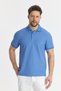 Walfer Men's Blue Lycra Cotton Blended Collar Detail Slim Fit Non-Curling Polo Neck T-Shirt - 2