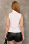 Upright Turtleneck High Neck Zero Sleeve Plain Knit Single Color Stretchy Summer Basic Stylish Knitwear Badi Undershirt - 2