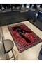 Nilla Collection Claret Red Themed Noble Panther Patterned Woven Base Vintage Decorative Carpet 05 - 3